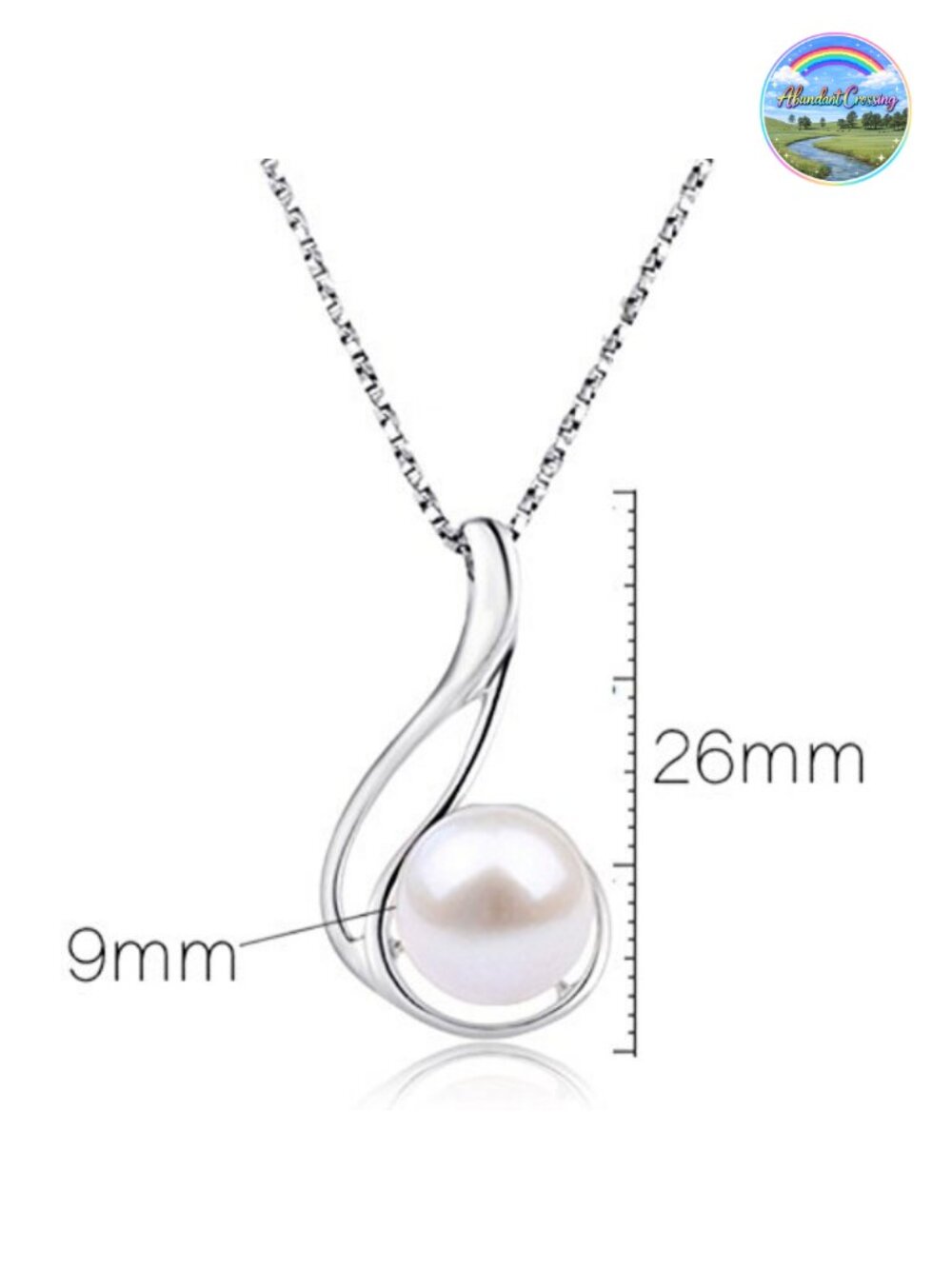Tahitian Pearl Necklace 8-9mm Sterling Silver 18" Pendant for Women - Picture 4 of 6
